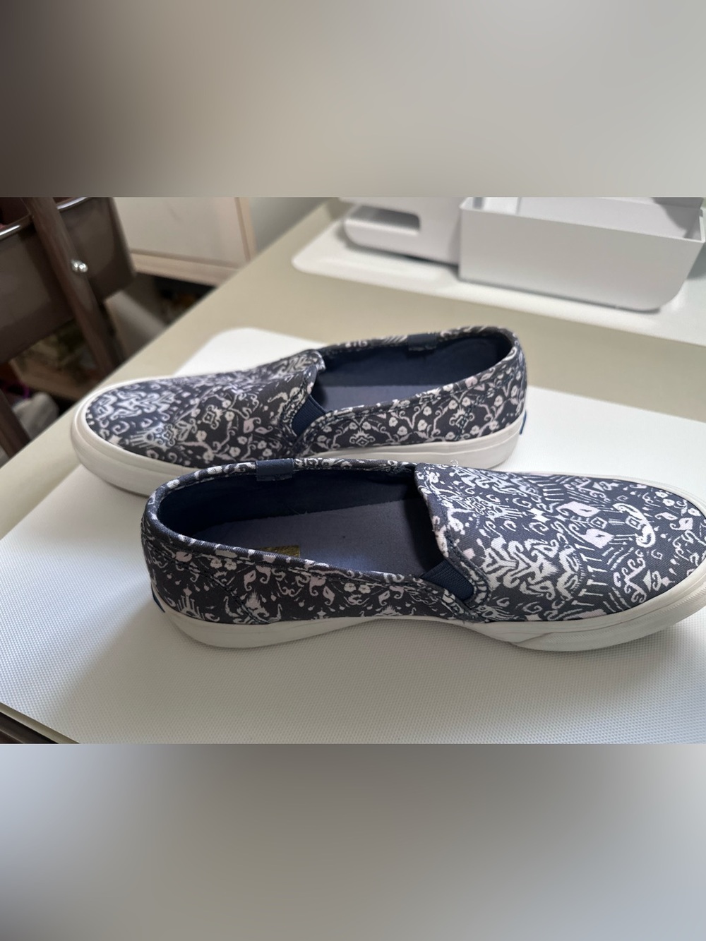 Keds Navy and White Patterned Slip-On Moccasins
